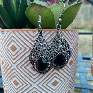 Elegant Black Teardrop Paparazzi Earrings